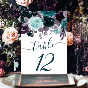 Tarjeta De Mesa Moody Boho Garland floral Verde azulado y turque