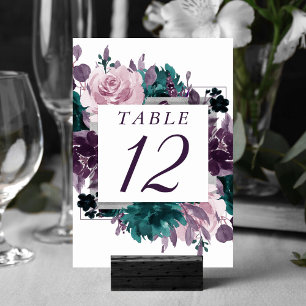 Tarjeta De Mesa Moody Boho Marco De Escarcha Floral Púrpura Eggp