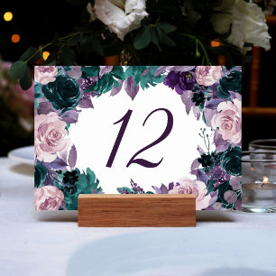 Tarjeta De Mesa Moody Boho   Marco Floral Púrpura Oscuro de berenj