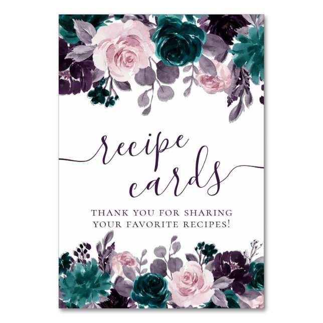 Tarjeta De Mesa Moody Boho | Receta compartida Verde azulada para  (Anverso)