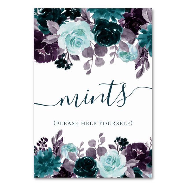 Tarjeta De Mesa Moody Boho | Tratamientos Verde azulados turquesa  (Anverso)