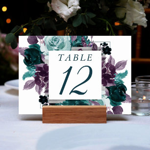 Tarjeta De Mesa Moody Boho   Verde azulada guirnalda floral cuadra