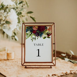 Tarjeta De Mesa Moody Floral Burgundy Boda