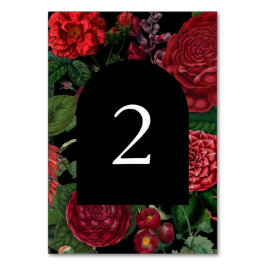Tarjeta De Mesa Moody Florals Black Arch Burgundy Boda rojo