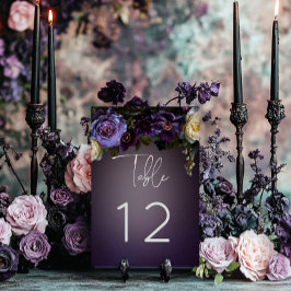 Tarjeta De Mesa Moody morado morado Lavanda Floral Boda moderno