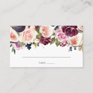 Tarjeta De Mesa Moody Plum Floral y Boda de Fig