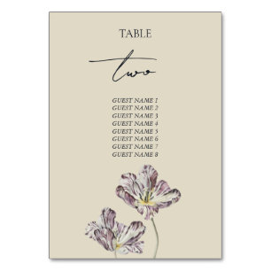 Tarjeta De Mesa Moody Purple Tulips número de tabla Boda