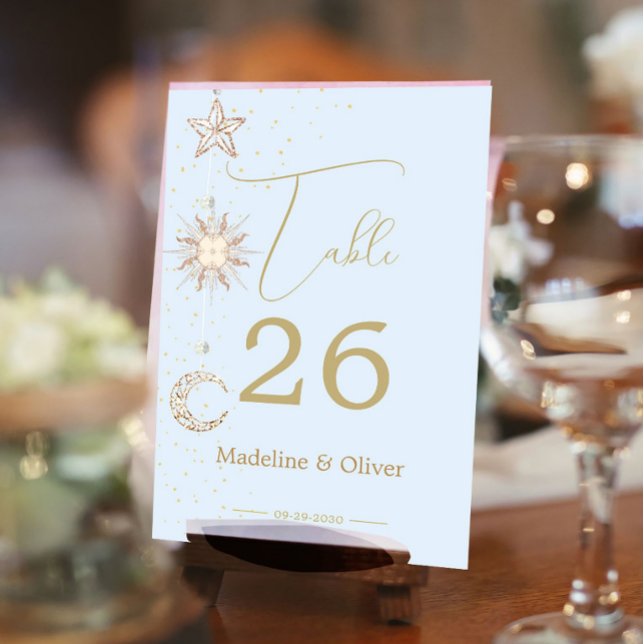 Tarjeta De Mesa Moon Stars Celestial Sky Boda Elegante (Subido por el creador)