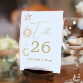 Tarjeta De Mesa Moon Stars Celestial Sky Boda Elegante