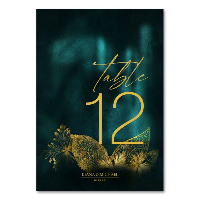 Tarjeta De Mesa Moonlight Romance Boda Emerald Green ID881 (Anverso)
