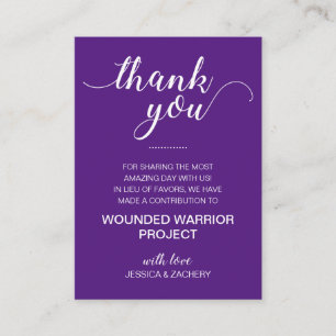 Tarjeta De Mesa Morado En Lugar De Favor Boda De Donación De Carid
