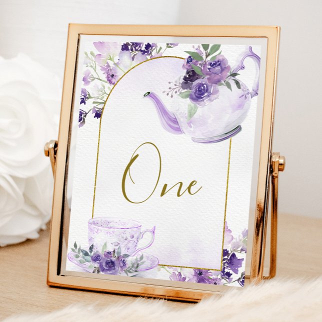 Tarjeta De Mesa Morado Floral Bridal Ducha Té Fiesta de mesa (Subido por el creador)