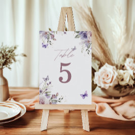 Tarjeta De Mesa Morado Floral | Mariposa