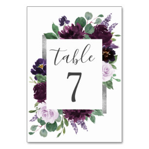Tarjeta De Mesa Morado Gris Plata Agua Peony Fall Wedding