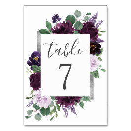Tarjeta De Mesa Morado Gris Plata Agua Peony Fall Wedding