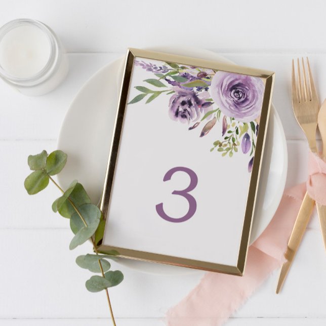 Tarjeta De Mesa Morado Rosa Tabla Floral 3 Boda Número de tabla (Subido por el creador)