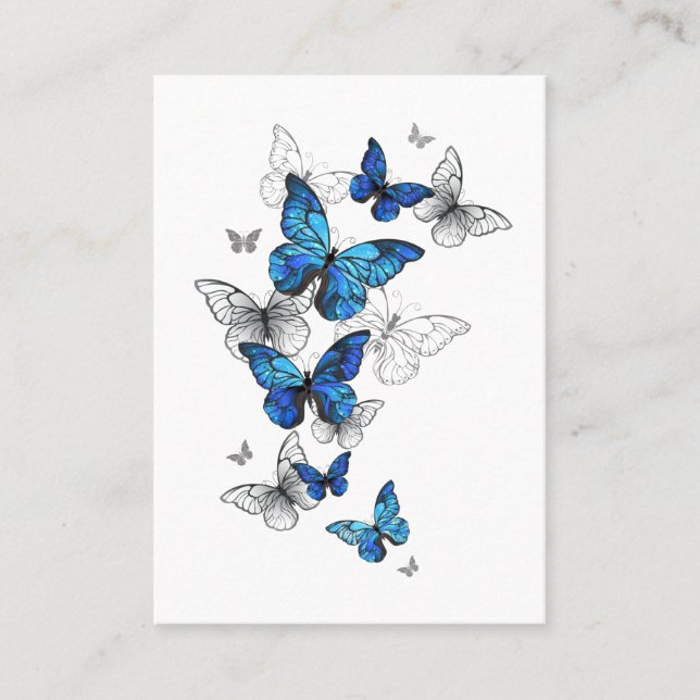 Tarjeta De Mesa Morfo de las mariposas voladoras azules (Anverso)