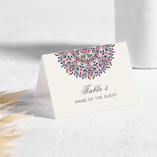Tarjeta De Mesa Moroccan Lattice Geo Mandala Wedding Place Card (Subido por el creador)