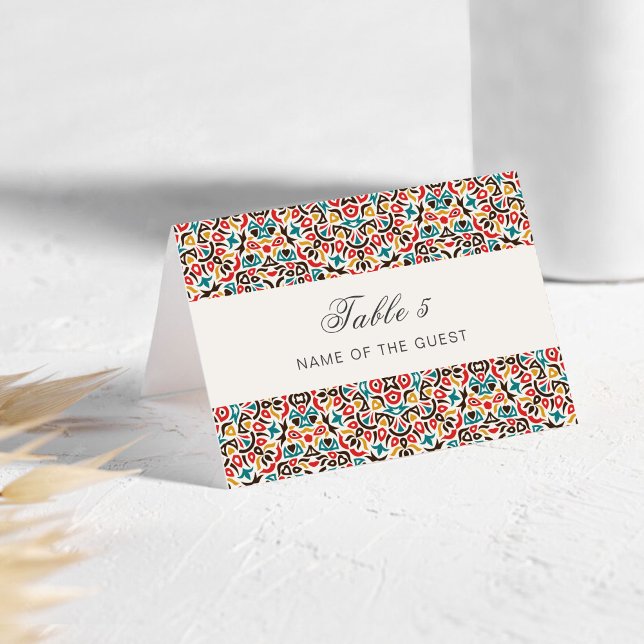 Tarjeta De Mesa Moroccan Lattice Geo Mandala Wedding Place Card (Subido por el creador)