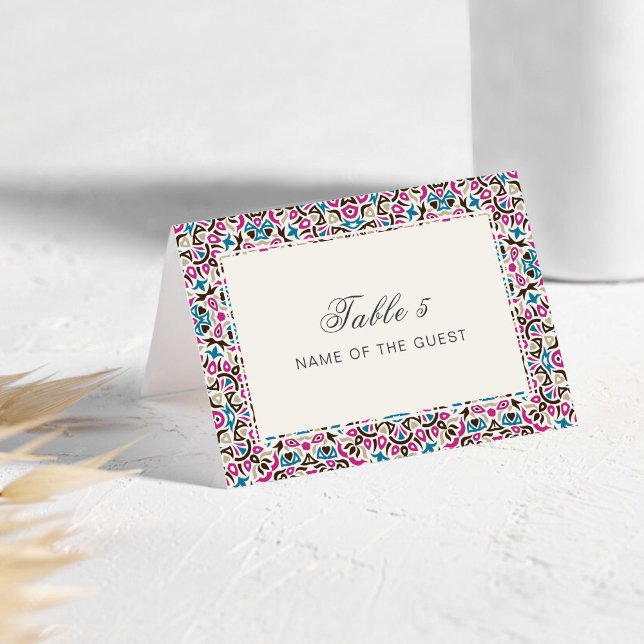 Tarjeta De Mesa Moroccan Lattice Geo Mandala Wedding Place Card (Subido por el creador)