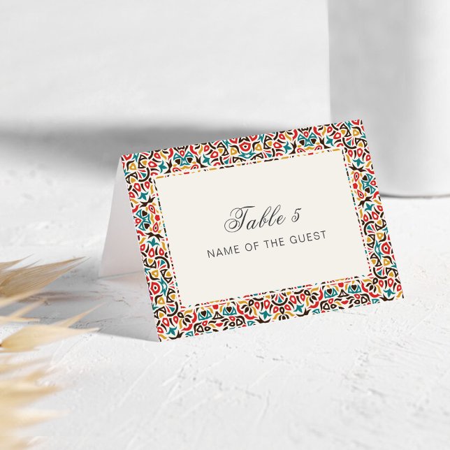 Tarjeta De Mesa Moroccan Lattice Geo Mandala Wedding Place Card (Subido por el creador)