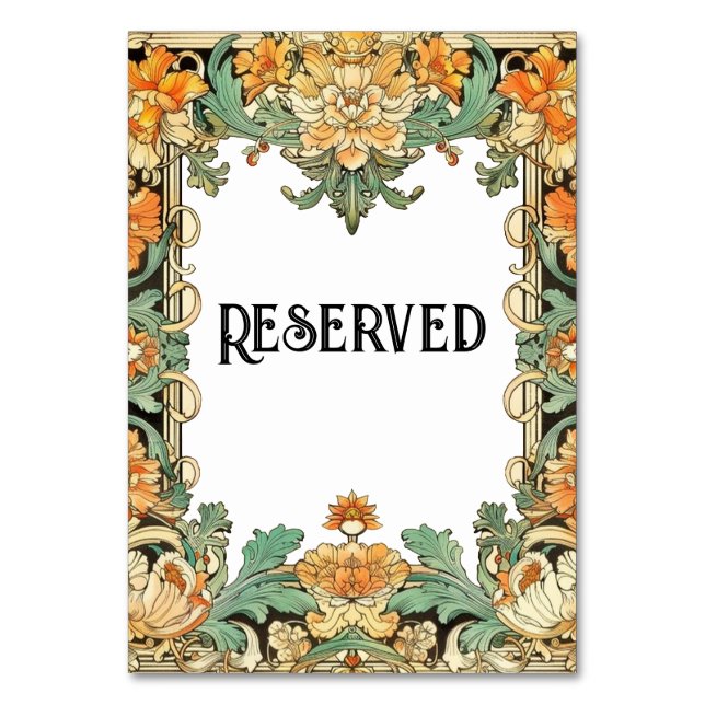 Tarjeta De Mesa Motif Filigree intrincado, Rótulo de tabla central (Anverso)