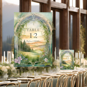 Tarjeta De Mesa Mountain Meadow Wildflower Forest Rustic Boda