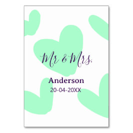 Tarjeta De Mesa Mr & Mrs add family name date year wedding favor 