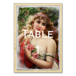 Tarjeta De Mesa Mujer victoriana con rosas rosas rosas rosas