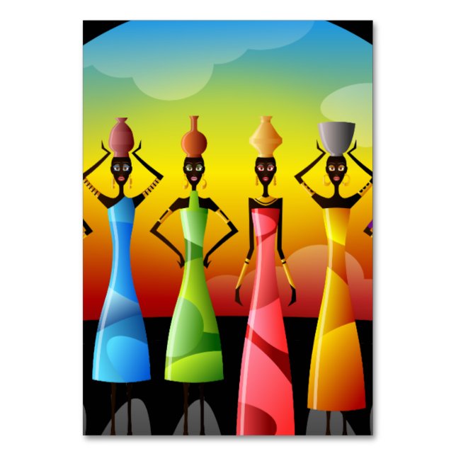 Tarjeta De Mesa Mujeres africanas con alfarería en la cabeza (Anverso)