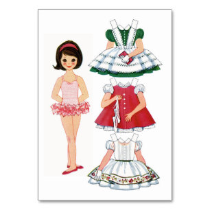 Tarjeta De Mesa Muñeca de papel de cosecha