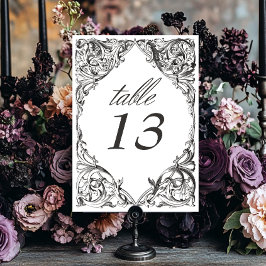 Tarjeta De Mesa Muralla victoriana hasta la muerte Boda blanco y n
