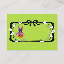 Tarjeta De Mesa Murciélago de Halloween con dulce verde