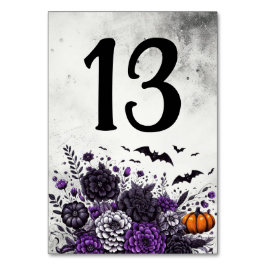 Tarjeta De Mesa Murciélagos y Flores Mesa Número 13