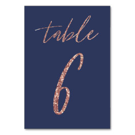 Tarjeta De Mesa N.º 6 - Boda Glam Glitter Rosa Dorado y Azul