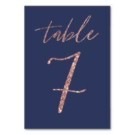 Tarjeta De Mesa N.º 7 - Boda glamurosa con brillo rosa dorado y az