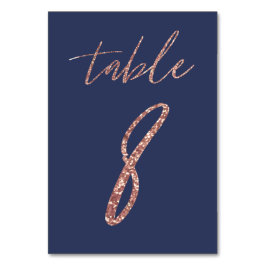 Tarjeta De Mesa N.º 8 - Boda Glam Glitter Rosa Dorado y Azul