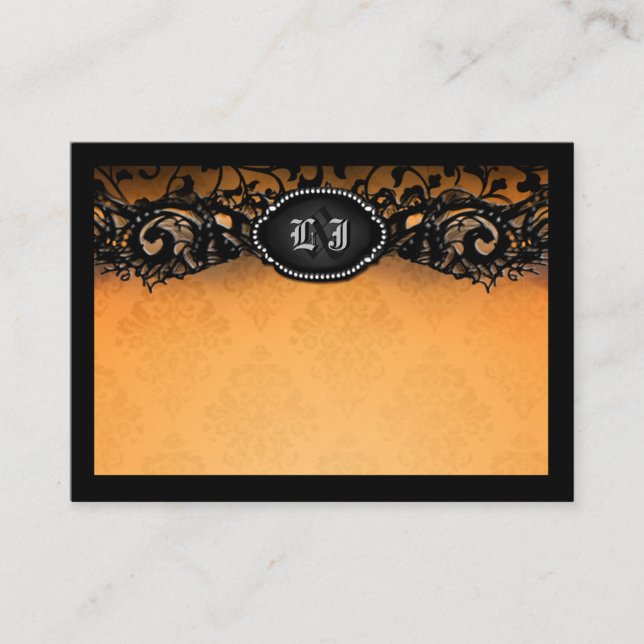 Tarjeta De Mesa Naranja Black Elegant Halloween BLANK Place Cards (Anverso)