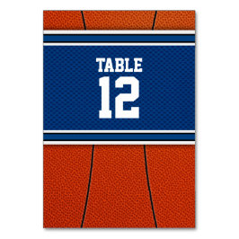 Tarjeta De Mesa Naranja Blue Basketball Bar Mitzvah