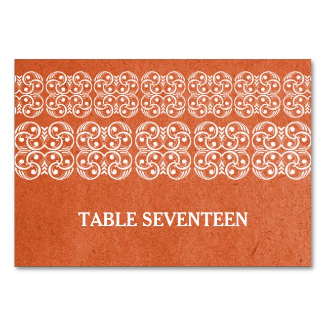 Tarjeta de mesa naranja bohemia moderna (Anverso)