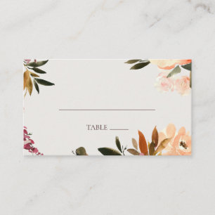 Tarjeta De Mesa Naranja Borgoña Floral   Beige