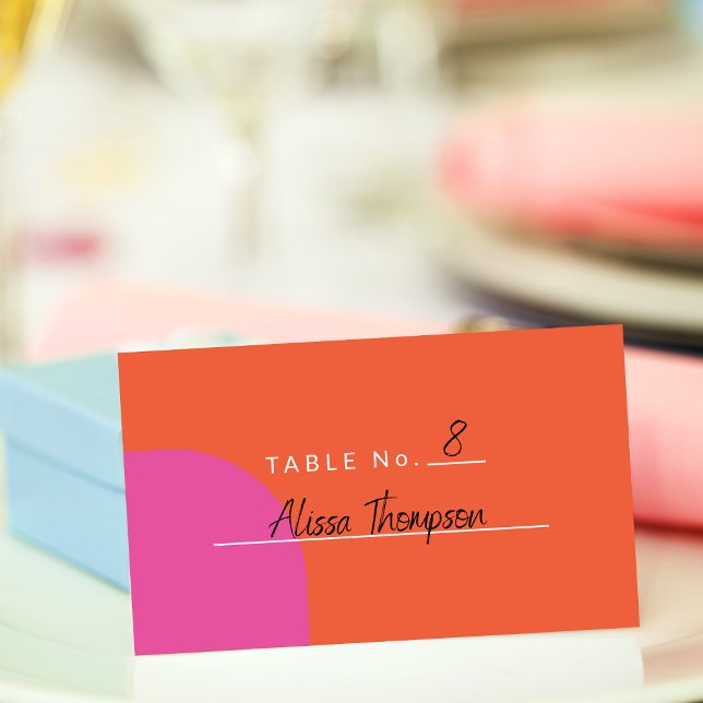 Tarjeta De Mesa Naranja brillante brillante y rosa (Subido por el creador)