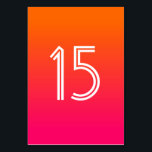 Tarjeta De Mesa Naranja brillante y Boda blanco rosado caliente<br><div class="desc">El fondo está decorado con un bonito rosa intenso y naranja de mandarina, oscuro o degradado. Personalizar los estilos de letra modernos para los números de tabla bodas. Puede borrar el número de la tabla de un lado si prefiere enumerar los nombres de sus invitados. Añade el nombre de la...</div>