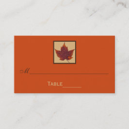 Tarjeta De Mesa Naranja Brown Striped Autumped Leaf Place Cards
