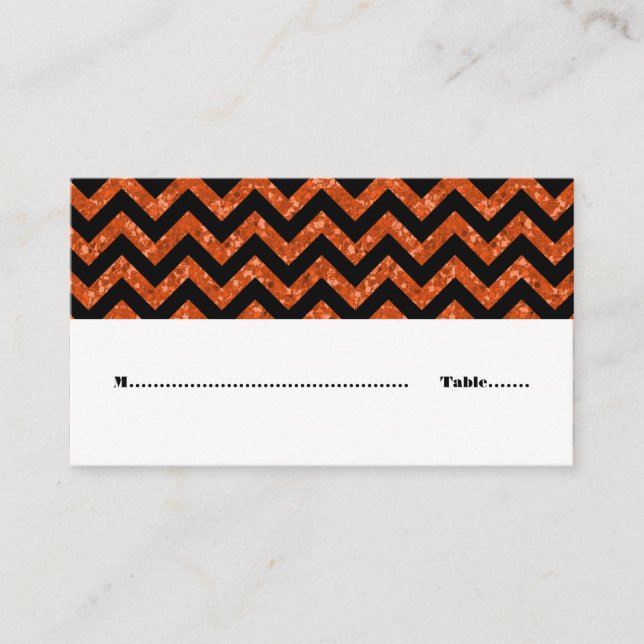 Tarjeta De Mesa Naranja Chevron Purpurina Place Card (Anverso)