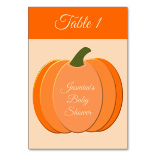 Tarjeta De Mesa Naranja Cuto Género Neutral Calabaza Baby Shower
