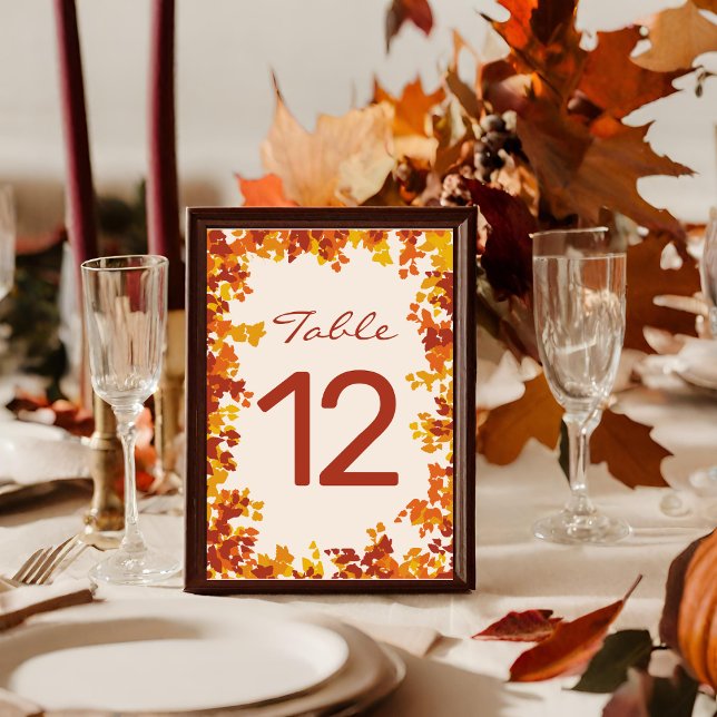 Tarjeta De Mesa Naranja de hojas de arce y Boda de otoño de Terrac (Subido por el creador)