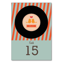 Tarjeta De Mesa Naranja de registro de vinilo retro moderno Boda a