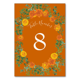 Tarjeta De Mesa Naranja de roya Boda Vintage Floral