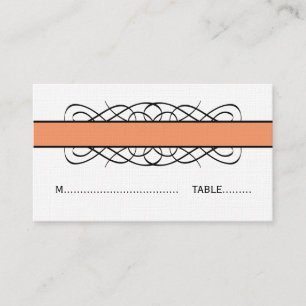 Tarjeta De Mesa Naranja Deco Flourish Place Card